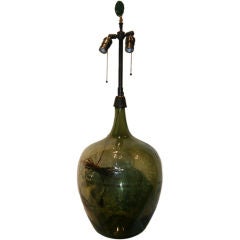 Antique Green Glass Lamp