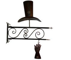 Hat & Glove Shop Sign, 3 Dimensional, late 19th c.