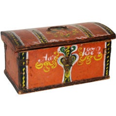 Small Folk Art Painted Chest, dated 1872