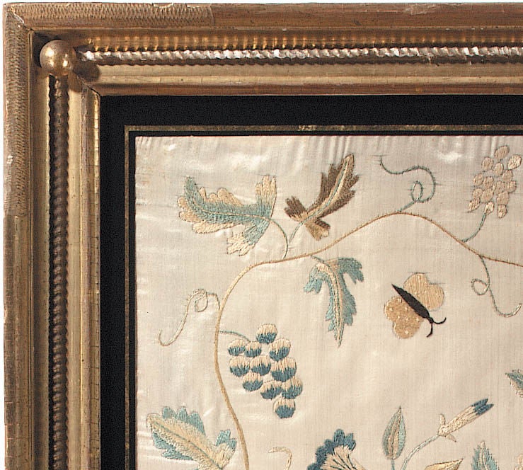 Excellent Early 19th Century Delaware Valley Silk Embroidery In Excellent Condition For Sale In Philadelphia, PA