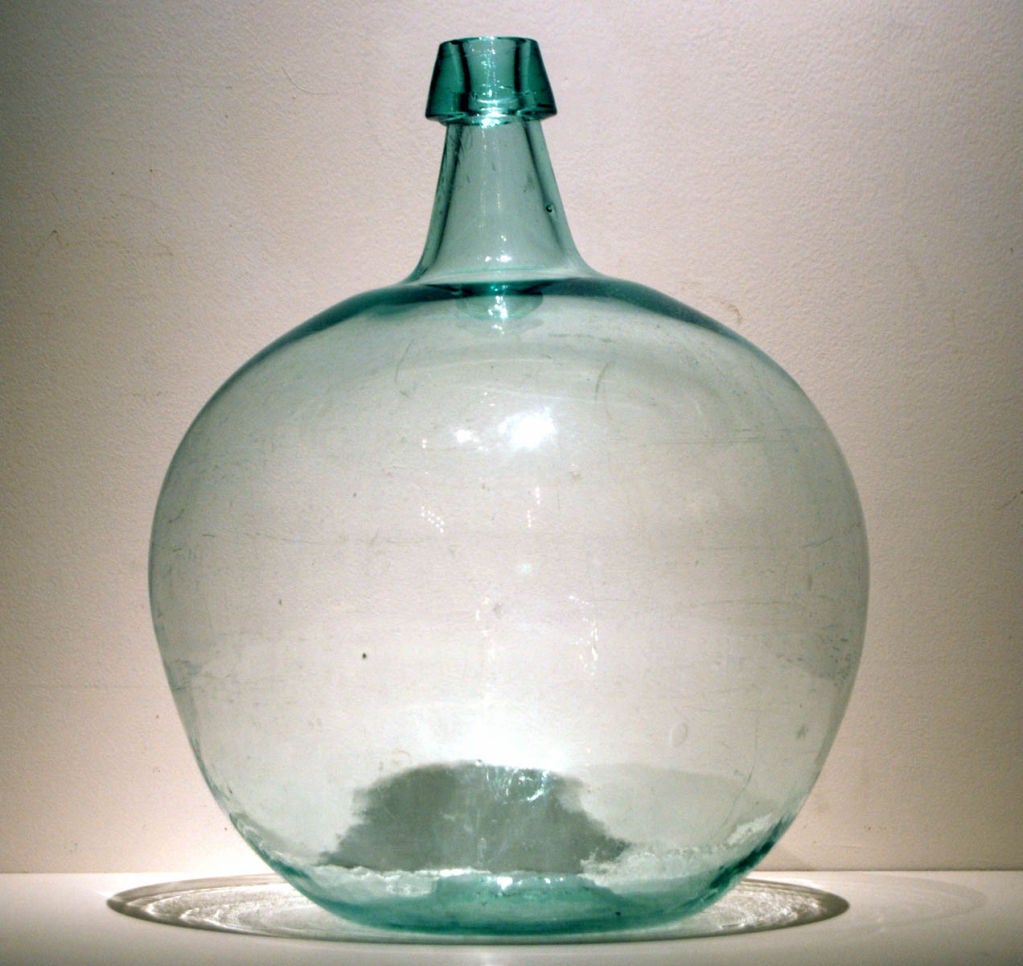 American Large Aquamarine Blown Glass Demijohn