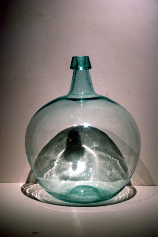 Large Aquamarine Blown Glass Demijohn In Excellent Condition In Philadelphia, PA
