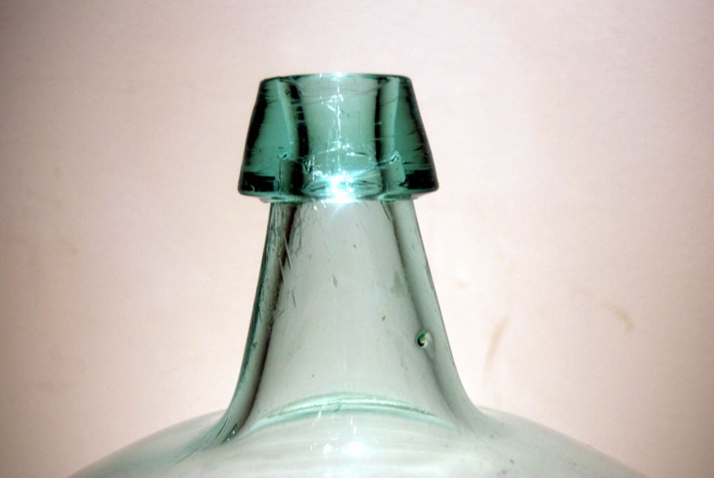 Large Aquamarine Blown Glass Demijohn 1
