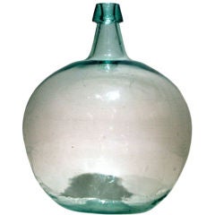 Antique Large Aquamarine Blown Glass Demijohn