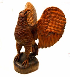 Outstanding and Monumental Carved Walnut Eagle