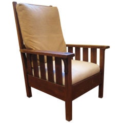 A Mission Oak, Arts and Crafts Lounge Chair by Gustav Stickley