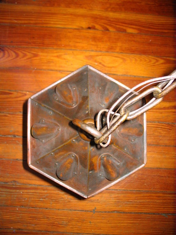 American A Arts & Crafts, Mission Period Copper Hanging Light Fixture For Sale