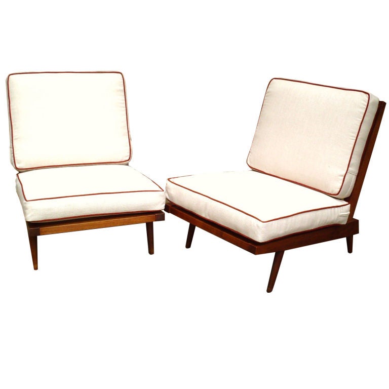 A Pair of Spindle Cushion Chairs by George Nakashima