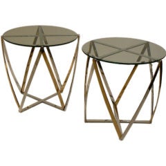 Pair of Chrome & Brass End Tables