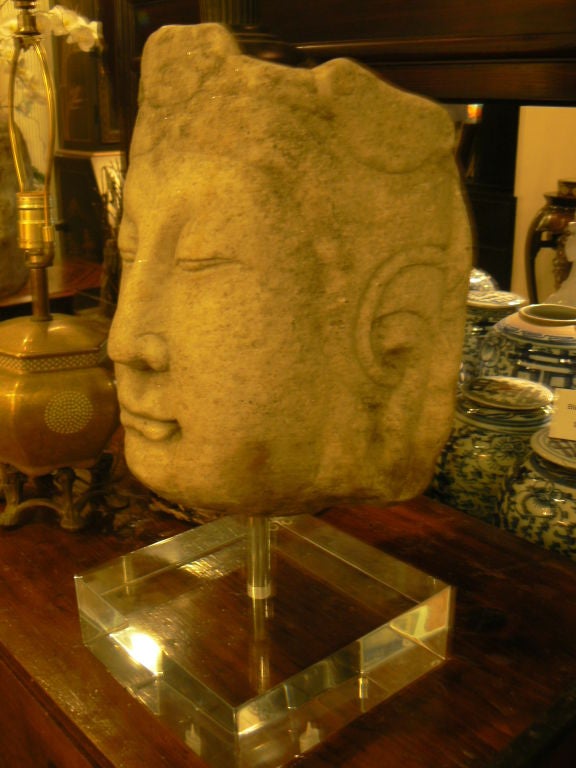 Qi Dynasty Marble Buddha Head