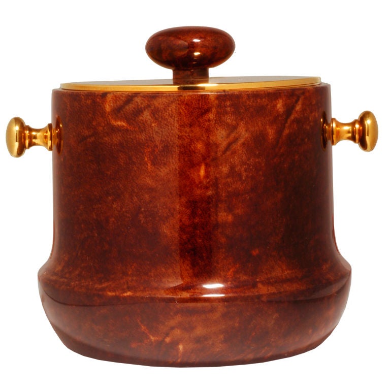 Aldo Tura Parchment (goatskin) And Lacquered Ice Bucket For Sale