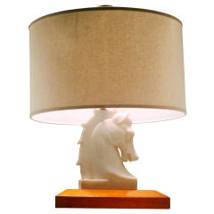 White Marble Horse Head Table Lamps