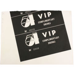 Andy Warhol "Studio 54 VIP Complimentary Drinks" ticket