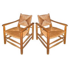 Charlotte Perriand armchairs, pair 1950