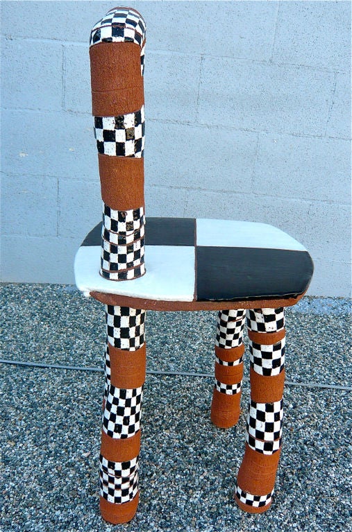 Artistic interpretation of a chair by Palm Springs ceramicist Veralee Bassler.Can be place indoors or outside.