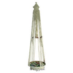 Macrame Hanging Table with Hand Painted Mexican Tray