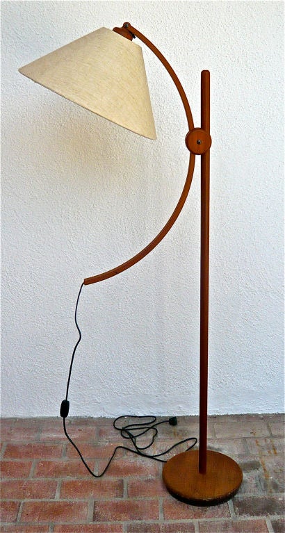 Adjustable Scandinavian Teak Floor Lamp 2