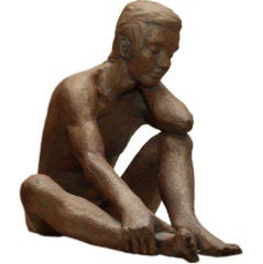 Studio Pottery Sculpture of a Young Boy by artist: R. Lasser