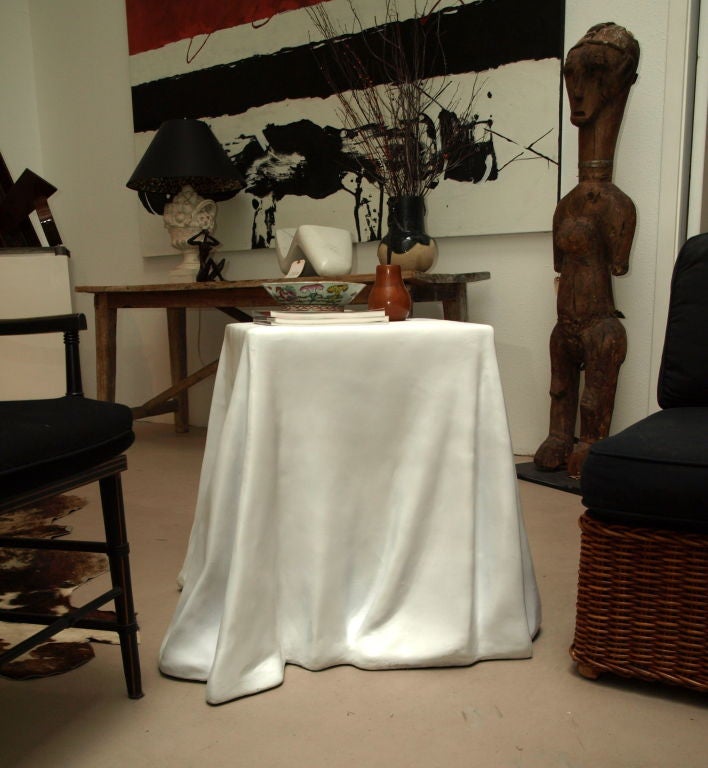 Plaster Elegant Faux-draped Side Table