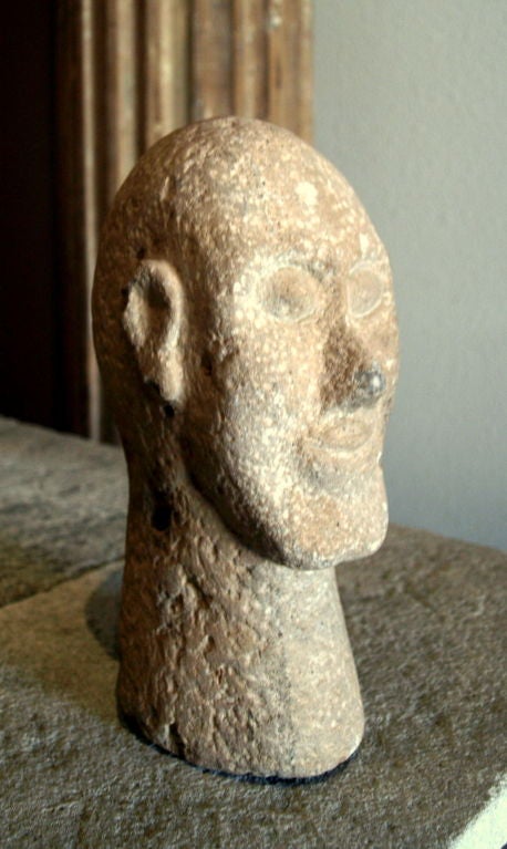 Primitive Hand-Carved Stone Head of a Man 2