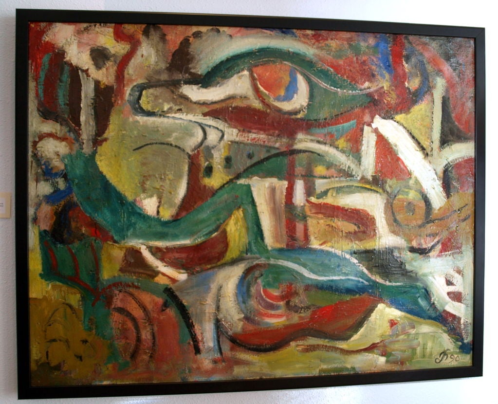 Mid-Century Modern Mid-Century Style Abstract Oil Painting For Sale