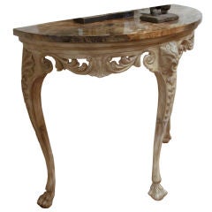 Demilune Carved Wood Console Table