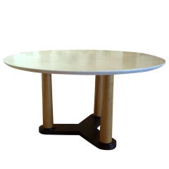 Elegant 54" Round Stone Table with Wood Base