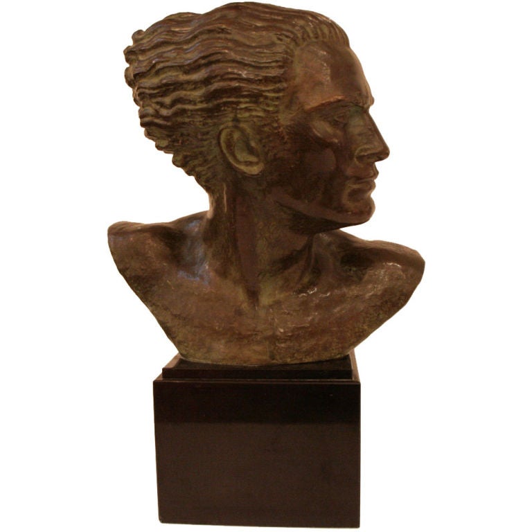 French Art Deco Period Bronze Bust