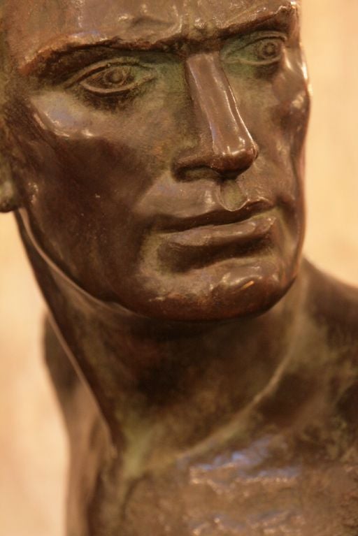 Mid-20th Century French Art Deco Period Bronze Bust