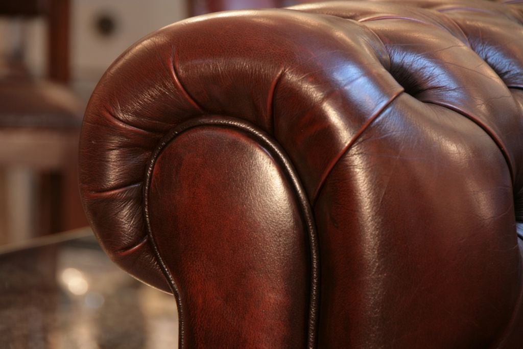 English Leather Chesterfield Sofa