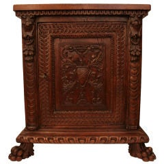 Antique Italian Hand Carved Walnut Tabernacle