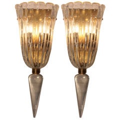 Pair of Italian Art Deco Murano Glass Sconces
