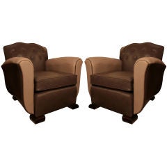 Pair of French Art Deco Period Dominique Style Club Chairs