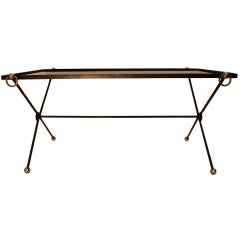 French Art Deco Period Brass, Iron and Glass Coffee Table French Art Deco Period Brass, Iron and Glass Coffee Table