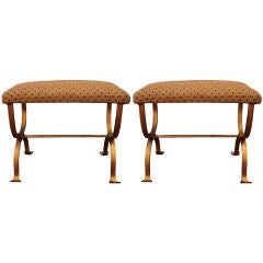 Pair of Spanish Gold Leafed Iron Benches
