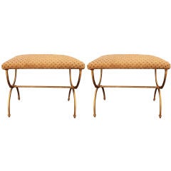 Pair of Spanish Gold Leafed Iron Benches