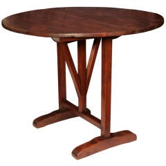 French Antique Solid Fir Tilt Top Wine Table