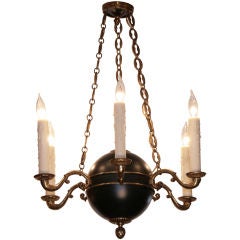 French Empire Style Gilded Bronze and Tole Chandelier