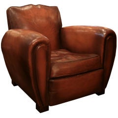 French Art Deco Period Leather Club Chair