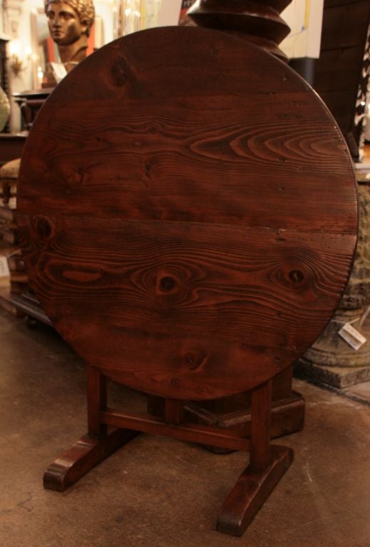 French Antique Solid Fir Tilt Top Wine Table