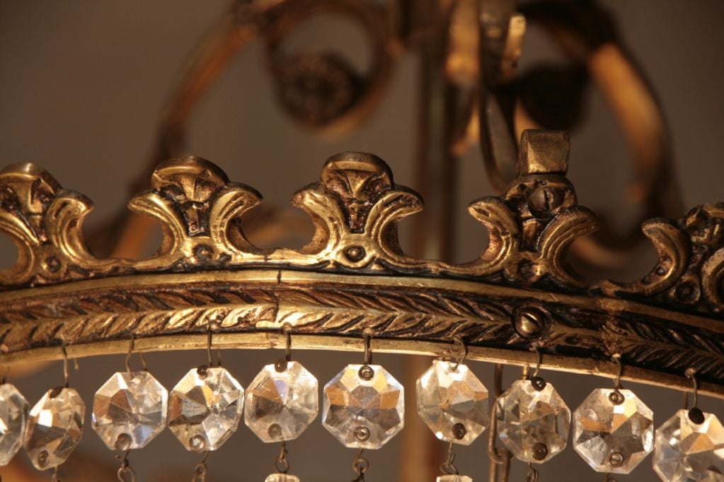 French Empire Bronze and Crystal Chandelier 1