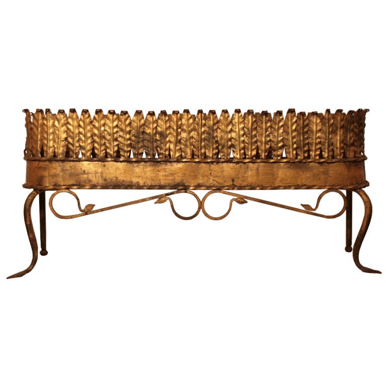 Spanish Art Deco Period Gilded Tole and Iron Jardiniere