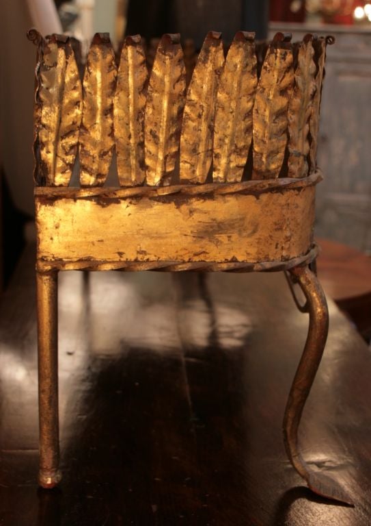 Gilt Spanish Art Deco Period Gilded Tole and Iron Jardiniere