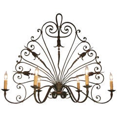 French Antique Forged Iron Chandelier