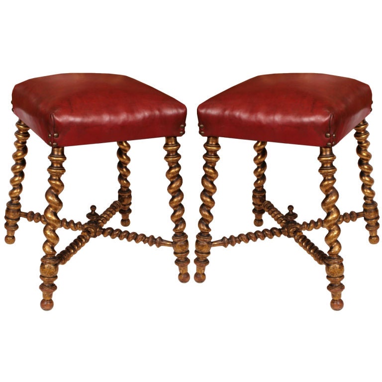 Pair of French Napoleon III Period Stools