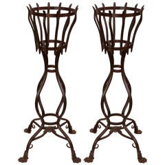 Pair of Vintage Forged Iron Jardinieres from France
