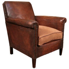 French Art Deco Leather Club Chair