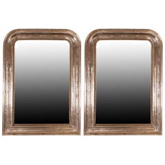 Faux Pair of French Louis Philippe Silver Leafed Mirrors