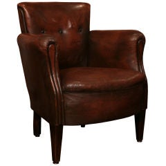 French Art Deco Period Leather Club armchair