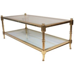 French Art Deco Bronze and Glass Coffee Table